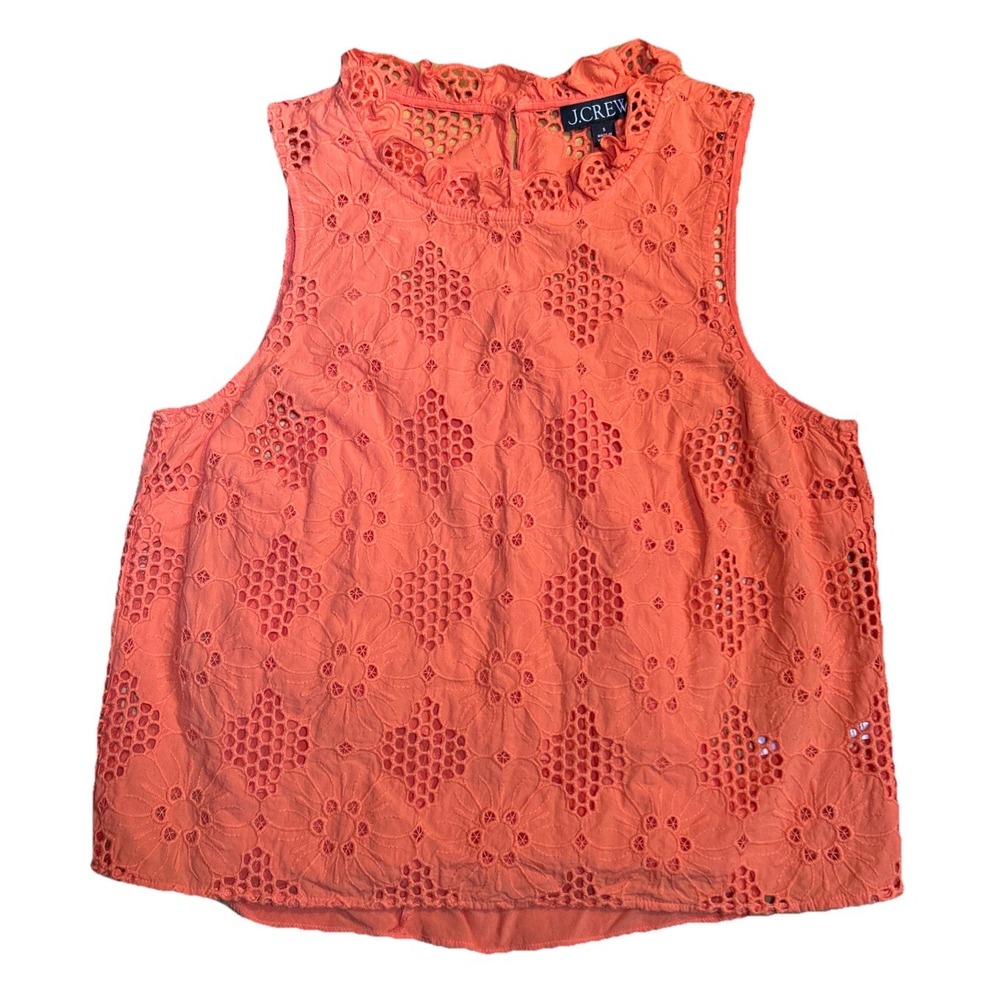 J.Crew Fleur Eyelet Top with Under Cami Sweet Tangerine Size Medium Retail: $128